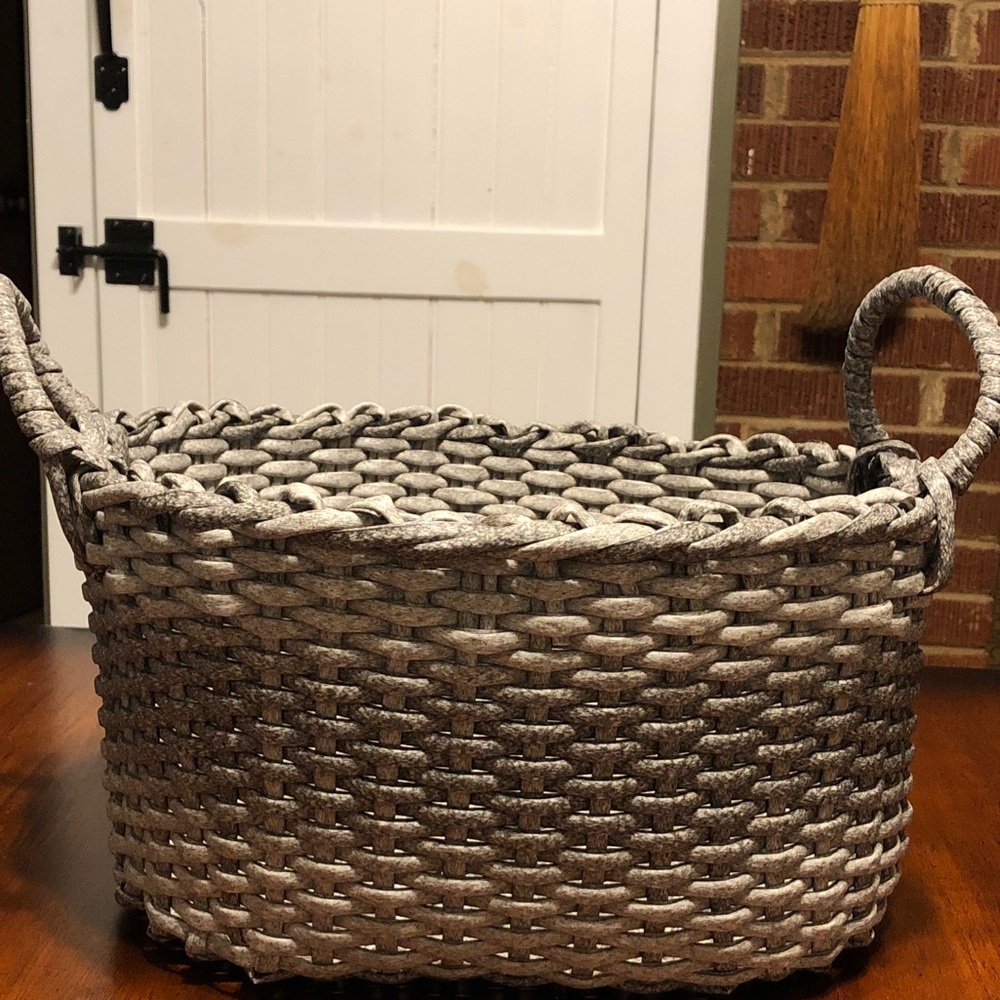 Woven Basket Gray With Handles